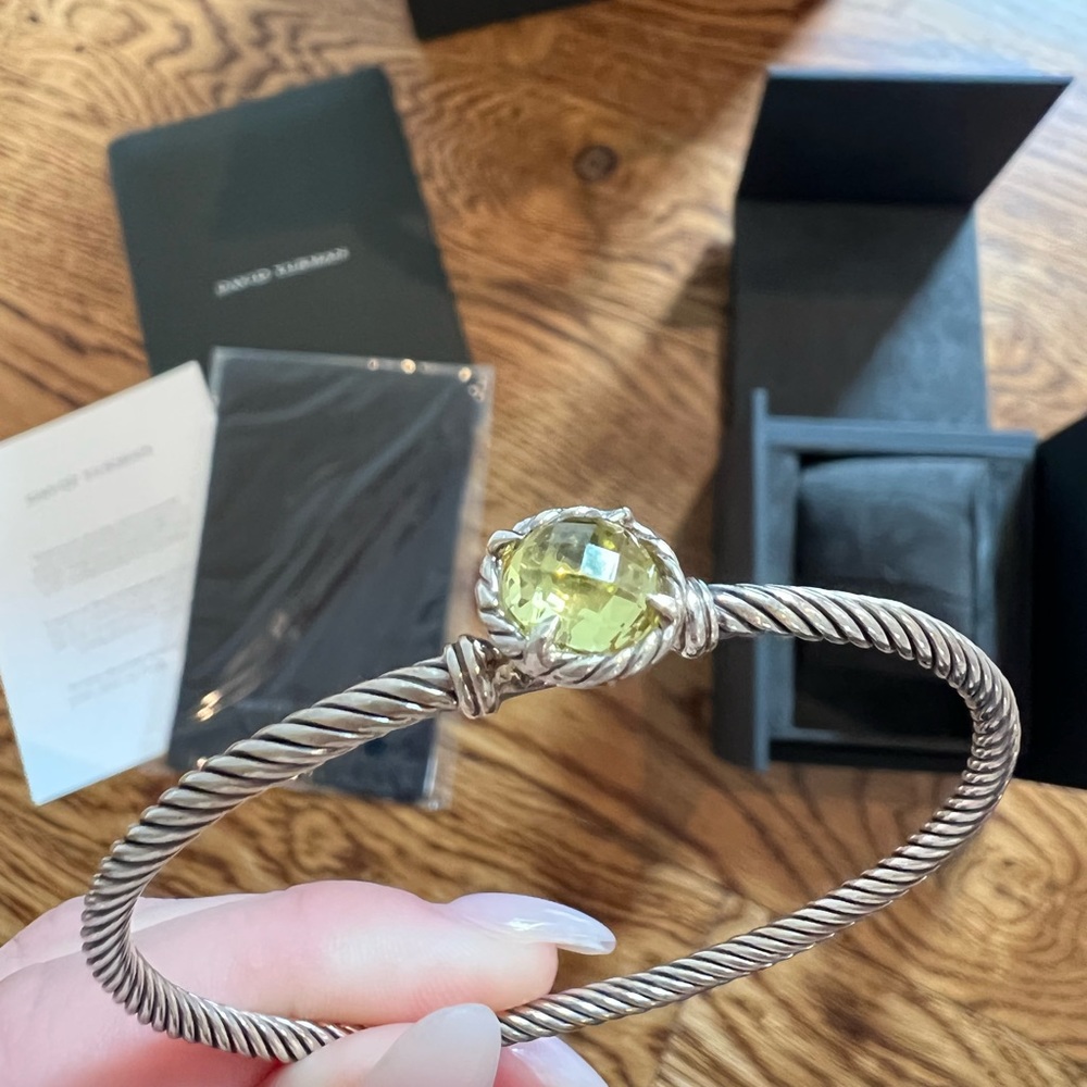 David Yurman Chatelaine Bracelet Lemon Citrine 925 Sterling Silver 3mm